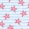 Seamless striped sea pattern with cute starfish.