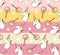 Seamless striped unicorn, lollipops and stars pattern