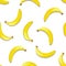 Seamless summer bananas pattern. Isolated on white.