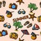 Seamless summer handdrawn pattern with - coconut