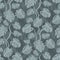 Seamless summer monochrome pattern with silhouettes of monstera leaves on a gray background