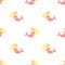 Seamless summer pattern with cute blonde mermaids with pink tail. Vector sea illustration for baby, holiday, background, print,