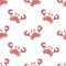 Seamless summer pattern with cute crabs. Vector sea illustration for children, holiday, background, print, design, fabric, baby,