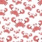 Seamless summer pattern with cute crabs. Vector sea illustration for children, holiday, background, print, fabric, baby, card,