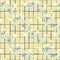 Seamless summer pattern with daisy silhouettes. Yellow chequered background and little multicolor flowers