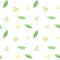 Seamless summer pattern of delicate avocado flowers and leaves