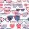 Seamless sunglasses background - blue and red.