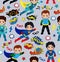 Seamless superhero boys background pattern.