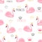 Seamless swan princess pattern. Vector watercolor illustration