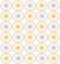 Seamless symmetric background. Circles, triangles, rhombuses, pastel colors, yellow blue