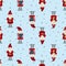 Seamless symmetric pattern nisse musician Santa Claus, Christmas motive in red coat