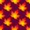 seamless symmetrical pattern of autumn maple leaves on a dark magenta background