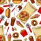 Seamless takeaway fast food pattern background