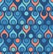 Seamless teardrop mid century modern pattern in blue and red