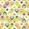 Seamless teardrop mid century modern pattern in green and pink