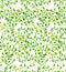 Seamless textile pattern with green leaves, scrolls. Watercolor