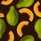 Seamless textile pattern with realistic papaya fruit.