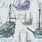 Seamless textile pattern sketch yacht in vintage style