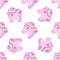 Seamless textile pattern with unicorn, flat cartoon vector illustration on white