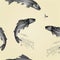 Seamless texture American brook trout as wrought metal vintage vector