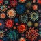 Seamless texture and background of microscopic view of coronaviruses.