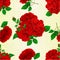 Seamless texture bunch Three red roses with buds and simple rose vintage festive background vector illustration editable
