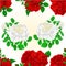 Seamless texture bunch Three red and white roses with buds vintage editable festive background vector illustration