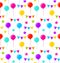 Seamless Texture with Bunting Party Flags, Balloons, Stars