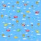 Seamless texture with cartoon transport. Helicopter, aircraft