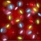 Seamless texture of Christmas colorful garlands on red