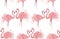 Seamless texture with delicate pink flamingos