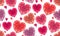 Seamless texture with doodle hearts decorated boho patterns