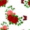 Seamless texture floral bunch with red and pink Roses and butterfly vintage festive background vector illustration editable