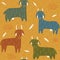 Seamless texture with funny goats and hand drawn elements