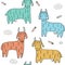 Seamless texture with funny goats and hand drawn elements