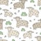 Seamless texture with funny sheep, lambs and hand drawn elements