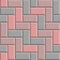 Seamless texture of gray concrete rectangular pavement bricks. 3D repeating pattern of herringbone street tiles