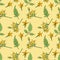 Seamless texture of green tomato leaves and flowers.