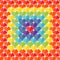 Seamless texture of hearts painted rainbow colors.