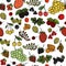 Seamless texture with the image of children`s drawings of berries drawn quickly by hand