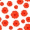 Seamless texture made of red gerber flowers on white background. Minimal floral natural pattern.