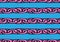 Seamless texture with pink hand drawn horizontal chains on blue background. Vector pattern
