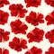 Seamless texture red hibiscus simple tropical flower vintage vector