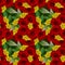 The seamless texture of red roses and yellow chrysanthemums. A lot of flowers, a carpet of roses