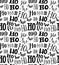 Seamless texture with repeating word Ho written in different styles of handmade typography. Christmas wrapping paper