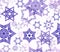 Seamless texture with snowflake fractal ornaments in violet glitter on white