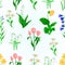 Seamless texture spring flowers lily of the valley ,snowdrops,bluebell