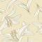 Seamless texture stem Lily flower Lilium candidum on sepia background vintage vector illustration editable