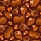 Seamless texture on the theme of halloween, includes elements of pumpkin, pie, caramel apple, candy corn. Autumn wallpaper
