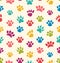 Seamless Texture with Traces of Cats, Dogs. Imprints of Paws Pet